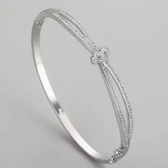 Rose Gold Knot Bangle with Diamond Accents - Gems and Glitter anta - tarnish