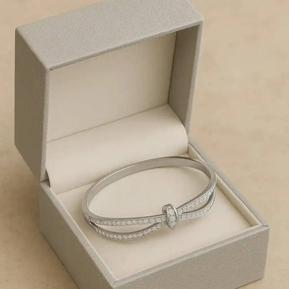 Rose Gold Knot Bangle with Diamond Accents Gems and Glitter