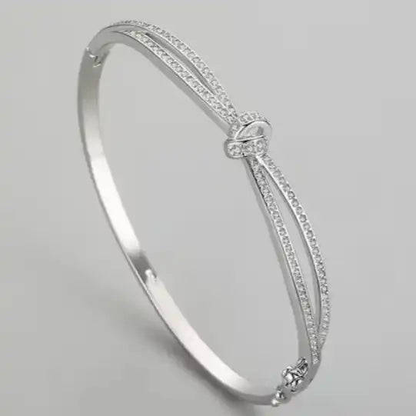 Rose Gold Knot Bangle with Diamond Accents Gems and Glitter
