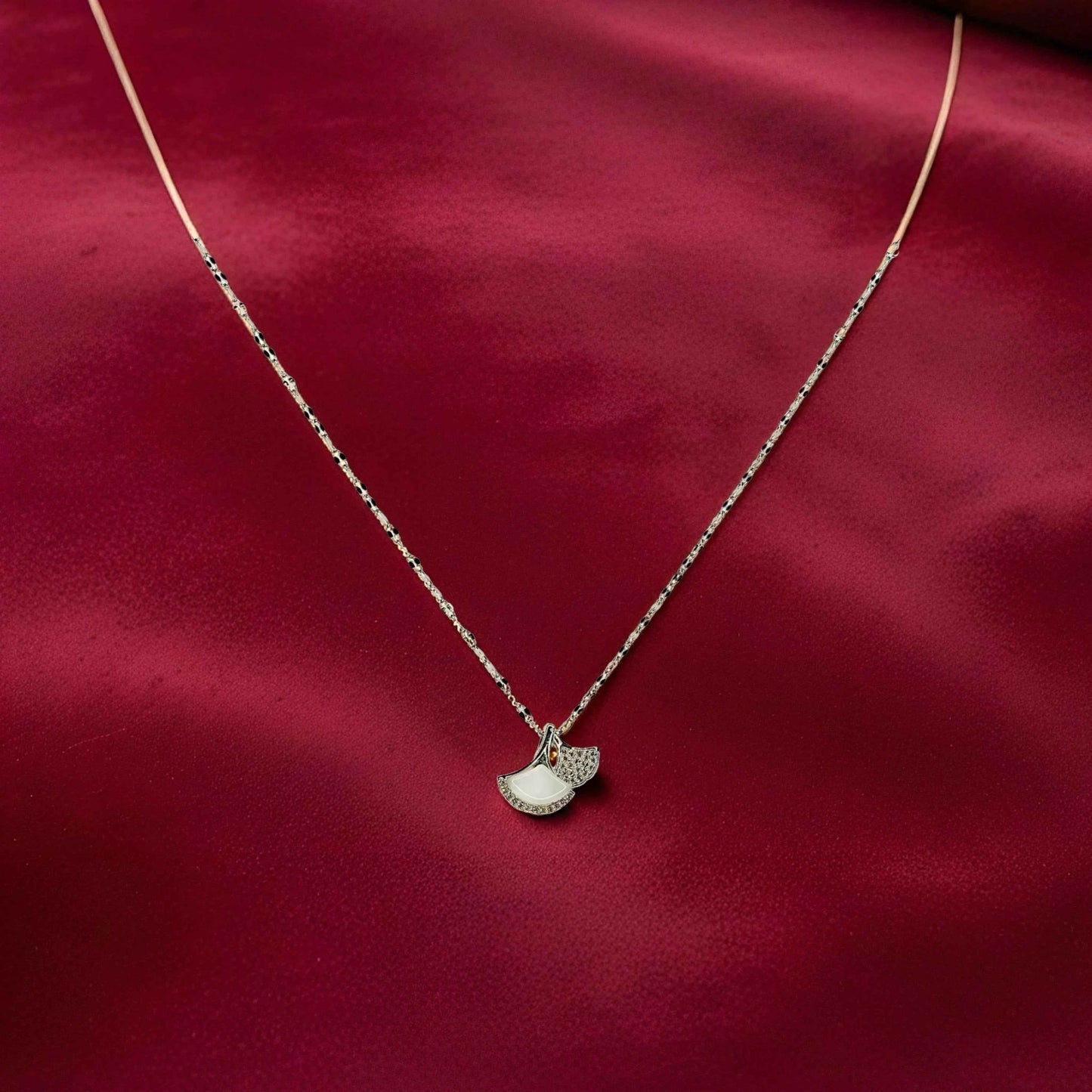 Silver Petal Pendant Necklace – Graceful CZ Charm Jewelry - Gems and Glitter anta - tarnish