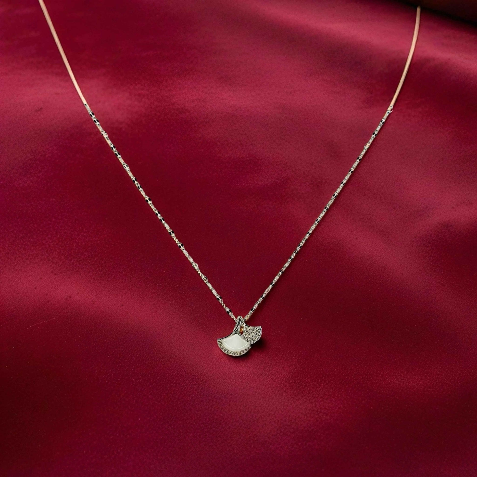 Silver Petal Pendant Necklace – Graceful CZ Charm Jewelry - Gems and Glitter anta - tarnish
