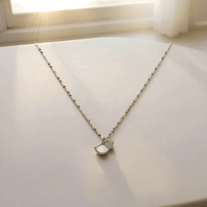 Silver Petal Pendant Necklace – Graceful CZ Charm Jewelry - Gems and Glitter anta - tarnish