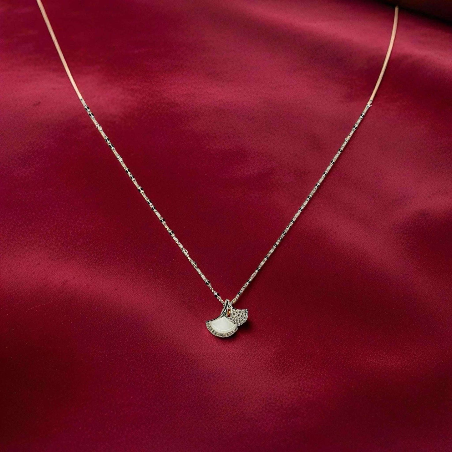 Silver Petal Pendant Necklace – Graceful CZ Charm Jewelry - Gems and Glitter anta - tarnish