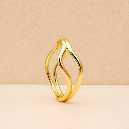 Wave Design Gold Bangle with Anti-Tarnish Coating Gems and Glitter
